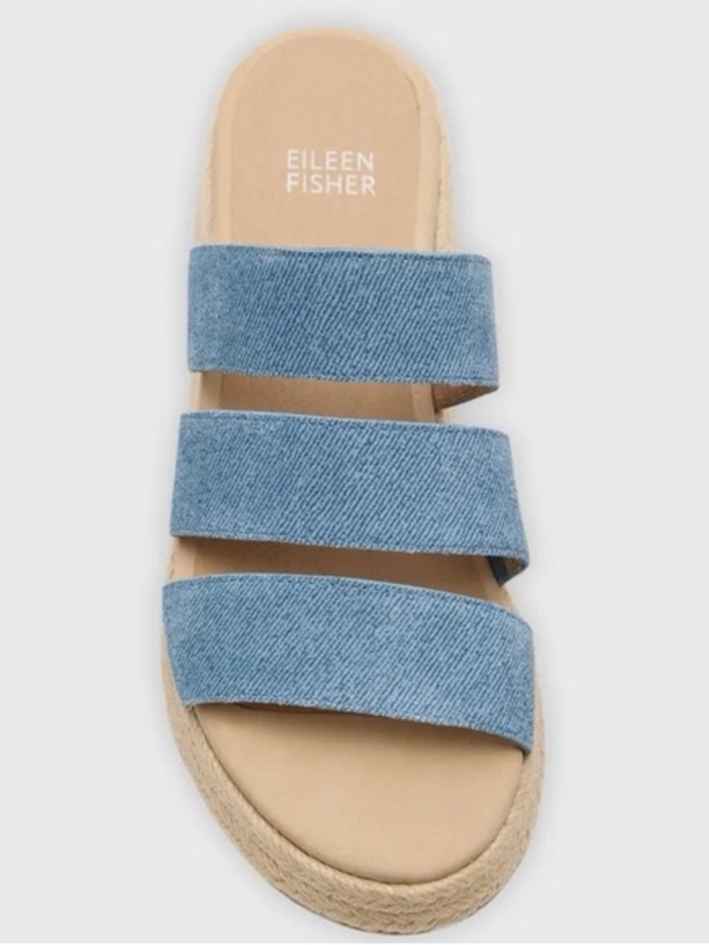 EILEEN FISHER Women's Light Blue Triple-Strap Espadrille Slide - 6 1/2